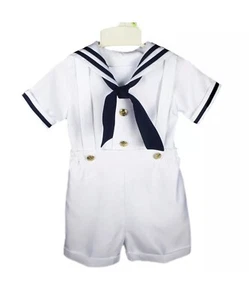 Baby Boy Toddler Formal Party Nautical Navy Sailor Short Suit Outfit Size 6-9M - Picture 1 of 3