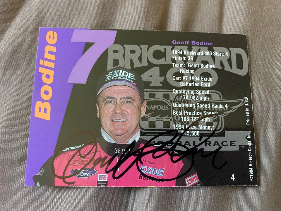 Geoff Bodine signed back of race card. 1986 Daytona 500 race winner. - Image 1 of 2