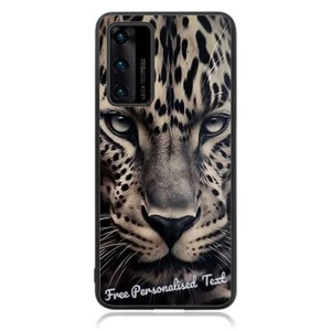 Personalised Text Back Case For Huawei Phone Series Leopard Face Portrait Print - Picture 1 of 1