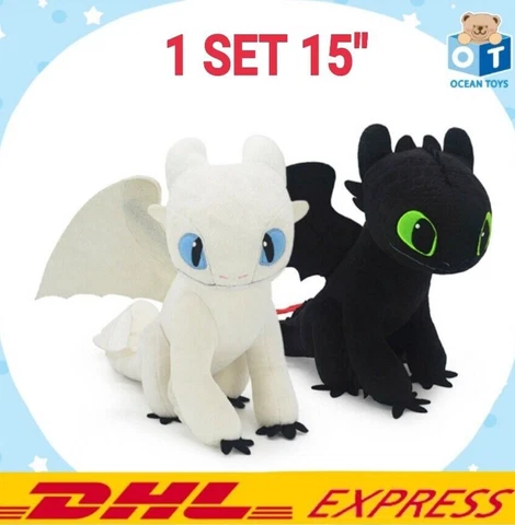 1SET 15" TOOTHLESS & LIGHT FURY How to Train Your Dragon 3 Movie Doll Plush Toys Cover