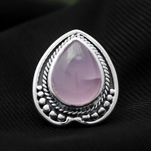 Gorgeous 925 Sterling Silver Pink Rose Quartz Women Ring Christmas Gift S-8 - Picture 1 of 6