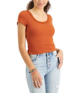 MSRP $24 Crave Fame Juniors' Criss-Cross-Back Lace-Trim Top Size XL - Picture 1 of 1