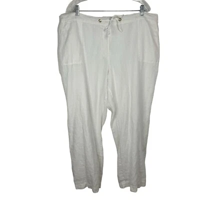 Linen Charter Club Luxury Woman Elastic Draw String Waist White Wide Leg 2XL EUC - Image 1 of 4