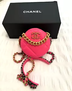 Chanel Pink Lambskin 19 Round Clutch with Chain Never Worn With all Packaging - Picture 1 of 16