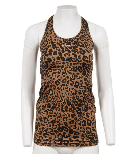 Vetements Mini Abito Donna Racerback Taglia S Stampa Leopardata Maglia Elasticizzata