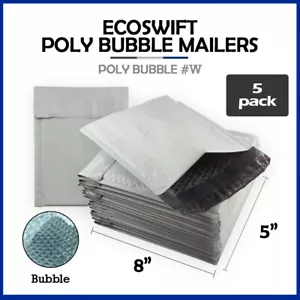 5 #000 5x8 "EcoSwift" Brand Poly Bubble Padded Envelopes X-Wide #000 Mailers - Picture 1 of 6