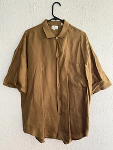VINTAGE Neiman Marcus Shirt Adult L Brown Casual Men's 100% Silk - Picture 1 of 4