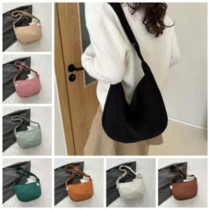 Women Casual Half Moon Bag Adjustable Strap Commuting Bag Corduroy Crossbody Bag - Picture 1 of 25