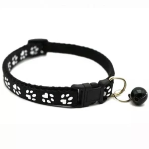 Patas seguras con estampado de patas gato/perro con hebilla de seguridad y cuello de campana, negro - Imagen 1 de 7