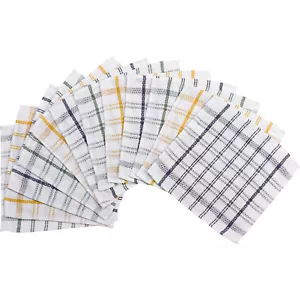 Pack of Heavy Duty Catering Dishcloths Checked 100% Cotton Check Kitchen Cloths - Picture 1 of 20