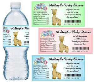 20 GIRAFFE BABY SHOWER FAVORS WATER BOTTLE LABELS ~ Glossy ~ Waterproof - Picture 1 of 2