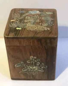 Chinese / Japanese Wooden Box With Inlaid Mother Of Pearl Panels - Beautiful ! - Picture 1 of 9