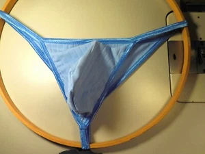 Men's Thong Diamond Back G'String Curved front small whale tail Swic ribbed Blue - Picture 1 of 5