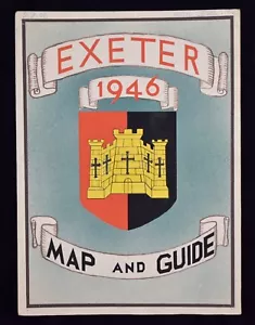 VINTAGE ORIGINAL EXETER MAP & GUIDE 1946 DRAWING ARTWORK KEITH LEWIS - Picture 1 of 2