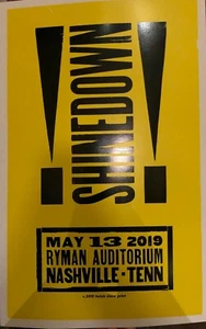 5/13 SHINEDOWN Ryman 2019 HATCH SHOW PRINT Nashville Tour Concert Poster Night 1 - Picture 1 of 1