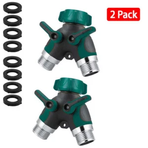 2er Pack Schlauchverteiler 2 Wege Schwerlast Schlauch Y Adapter Verbinder Garten Wasserhahn - Bild 1 von 15