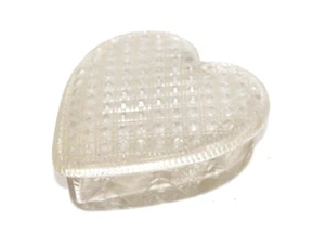 Faceted Heart Shaped Trinket Dish Crystal Glass Jewelry Box Jar With Lid 6" - Picture 1 of 7