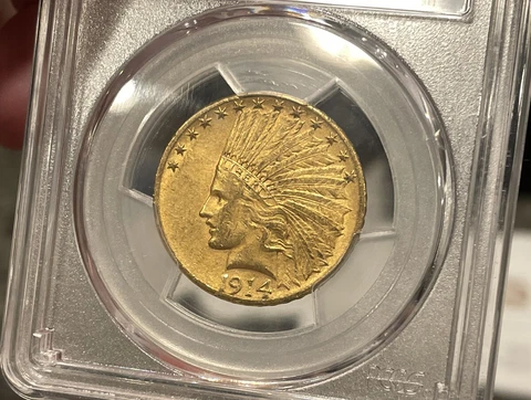 1914-S PCGS AU53 $10 Gold Indian Cover
