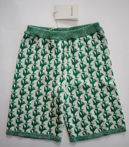 🆕️ Authentic GUCCI KIDS Shamrock Green White COTTON KNIT Bermuda SHORTS 4 - Picture 1 of 3