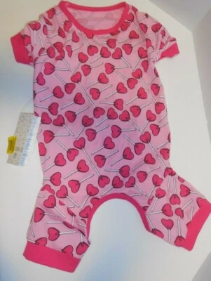 Hotel Doggy Dog Clothes One Piece Outfit Large Pink Hearts New 17-19"  - Image 1 of 3