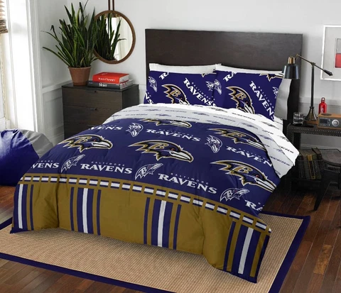 Baltimore Ravens NFL Rotary Queen Bed in a Bag Set Cover