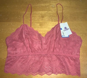 Nuevo bralette de encaje con ojales inspirado en Wacoal 09219 pizarra rosa XL NUEVO CON ETIQUETAS - Imagen 1 de 3