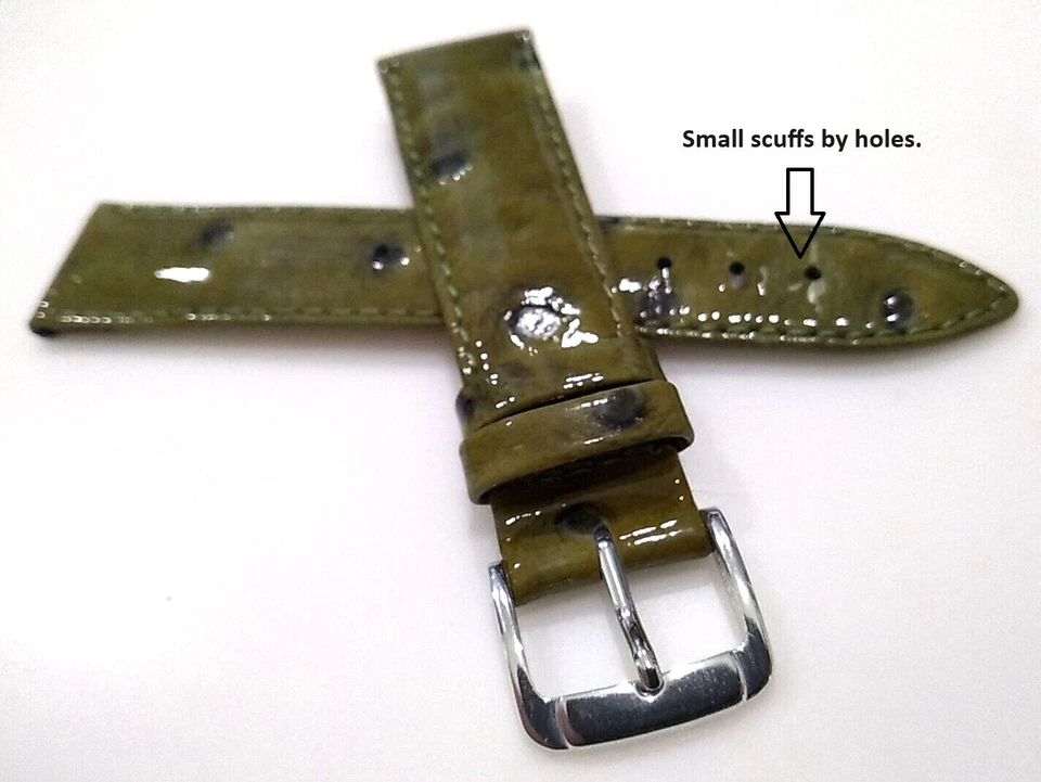 Speidel Green Ostrich Grain 18mm Watch Band SLIGHTLY SHORT for SMALLER WRISTS - Image 1 of 4