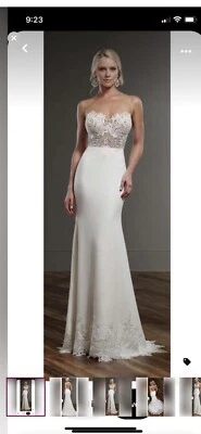 ML775 Martina Liana Sexy Ilusión Espalda Detalle Encaje Vestido de Boda Talla 8 Foto 1 de 2