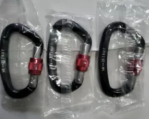 25KN Carabiner Clip Heavy Duty Aluminum D-Ring Screw Lock Rock Climbing - 3 PACK - Picture 1 of 7