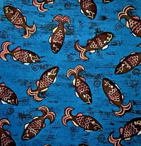 Fish Fabric Blue Black Pink Nautical Ocean Mary Ellen Hopkins SSi 1+Y x 42" - Picture 1 of 7