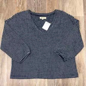 Madewell Marineblau Wild Ingwer Bubble Ärmel leichtes Sweatshirt klein neu mit Etikett - Bild 1 von 7