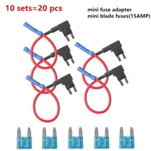 10 Sets 15A Add Circuit Mini Blade Fuse Box Holder ACS ATO ATC Piggy Back Tap - Picture 1 of 8