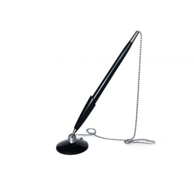 Slim Black Reception Counter Pen on Chain - Desk Bank Form - Image 1 of 4