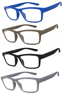 Men Women Retro Square Frame Rubberized Reading Glasses Spring Hinge - Picture 1 of 27