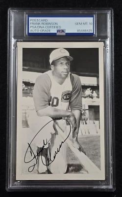 FRANK ROBINSON Signed Real Photo Postcard-HOF-CINCINNATI REDS-PSA 10 Auto - Image 1 of 4