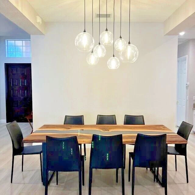 Opaque Solid Epoxy Resin Luxury Dining Console Table Home Decor Kitchen Decor - Image 1 of 4