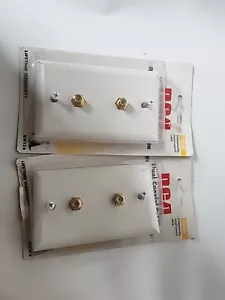 Dual Coaxial Coax Cable Wall Plate Outlet White RG6 RG59 75 Ohm Video RCA VH128 - Picture 1 of 4