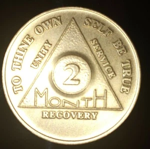 Alcoholics Anonymous AA 2 Month Bronze Medallion Coin Chip Token Sobriety Sober - Picture 1 of 2