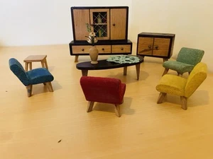Puppenmöbel - 50er Jahre - Schlaf- und Wohnzimmer - Bild 1 von 11