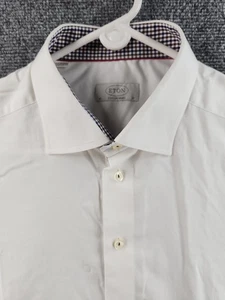 Eton weiß 17 Baumwolle Rumänien Langarm Herren Arbeitshemd Knopfleiste elegant einfarbig - Bild 1 von 20