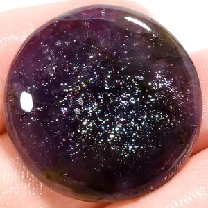 28.60Cts 100% Natural Shiny Iolite Sunstone Round Cab Loose Gemstone 27x27x05mm - Photo 1/3