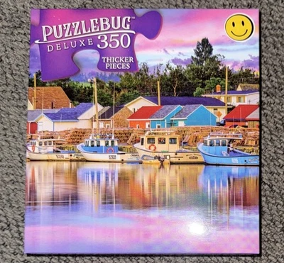 Puzzlebug Deluxe 350 piece Jigsaw Puzzle “Rustico Harbor At Dawn” New - Image 1 of 4