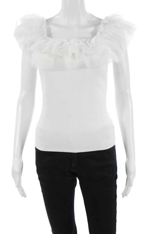 Camiseta sin mangas Bailey 44 blanca cuello cuadrado para mujer talla S Foto 1 de 4