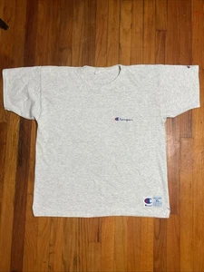 Camiseta Vintage Champion Para Hombre XL Gris Cuadrada Bordada Spellout Streetwear Años 90 - Imagen 1 de 7