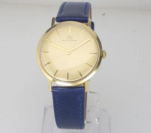Vintage 33mm 18KT Solid Gold Bucherer Thin Hand-Winding Milus Men's Swiss Watch - Picture 1 of 12