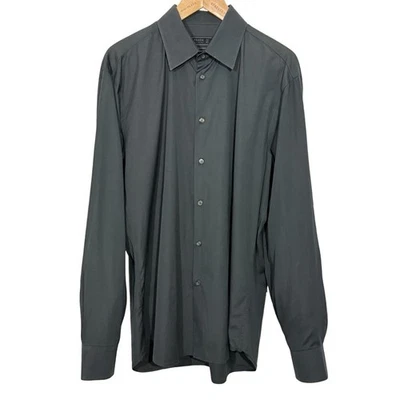 Camisa de vestir de popelina elástica manga larga gris carbón Prada para hombre talla 42/16,5 Foto 1 de 4