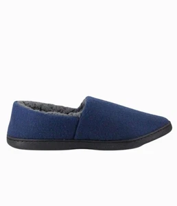 Mens Navy Blue Slip On Slippers Sherpa Lined Polar Fleece (13204) - Picture 1 of 1