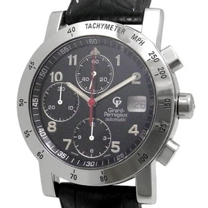 Girard Perregaux Gp7000 Chronograph Date 7050 Automatic SS Black 38mm Grade A - Picture 1 of 8