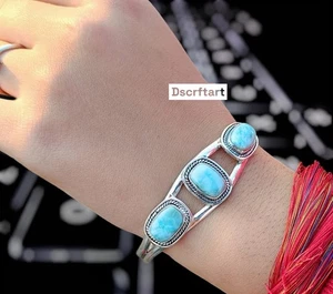 925 sterling Silver Multi Stone Bracelet, Handmade Cuff bracelet - Picture 1 of 9