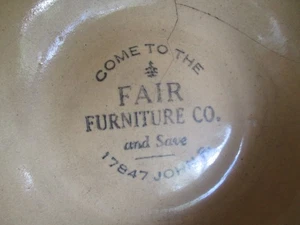 advertising stoneware bowl antique fair furniture store detroit yelloware bowl - Bild 1 von 8